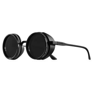 Black Round Steampunk Sunglasses